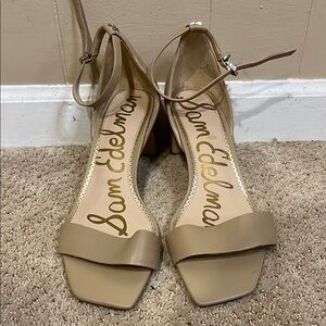 Sam Edelman Tan Heeled Sandals with Ankle Strap